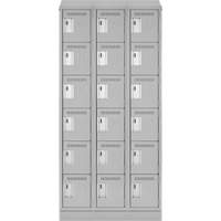 Clean Line Lockerette, 6 -tier, Bank of 3, 36" x 18" x 82", Steel, Grey, Rivet (Assembled) Action Paper