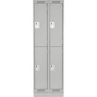 Clean Line Lockers, 2 -tier, Bank of 2, 24" x 18" x 76", Steel, Grey, Rivet (Assembled) Action Paper