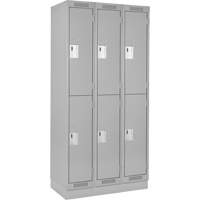 Clean Line Lockers, 2 -tier, Bank of 3, 36" x 18" x 76", Steel, Grey, Rivet (Assembled) Action Paper