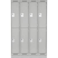 Clean Line Lockers, 2 -tier, Bank of 4, 48" x 18" x 76", Steel, Grey, Rivet (Assembled) Action Paper