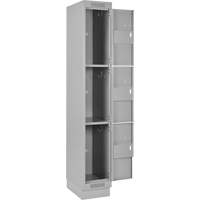 Clean Line Lockers, 3 -tier, Bank of 4, 48" x 18" x 76", Steel, Grey, Rivet (Assembled) Action Paper