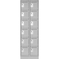 Clean Line Lockerette, 6 -tier, Bank of 2, 24" x 18" x 76", Steel, Grey, Rivet (Assembled) Action Paper