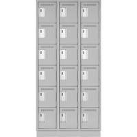 Clean Line Lockerette, 6 -tier, Bank of 3, 36" x 18" x 76", Steel, Grey, Rivet (Assembled) Action Paper