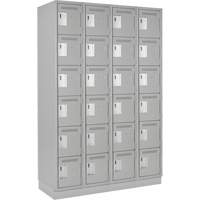 Clean Line Lockerette, 6 -tier, Bank of 4, 48" x 18" x 76", Steel, Grey, Rivet (Assembled) Action Paper