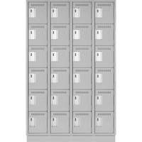 Clean Line Lockerette, 6 -tier, Bank of 4, 48" x 18" x 76", Steel, Grey, Rivet (Assembled) Action Paper