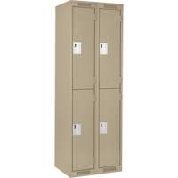 Clean Line Lockers, 2 -tier, Bank of 2, 24" x 18" x 72", Steel, Beige, Rivet (Assembled) Action Paper