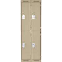 Clean Line Lockers, 2 -tier, Bank of 2, 24" x 18" x 72", Steel, Beige, Rivet (Assembled) Action Paper