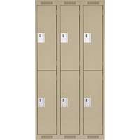 Clean Line Lockers, 2 -tier, Bank of 3, 36" x 18" x 72", Steel, Beige, Rivet (Assembled) Action Paper