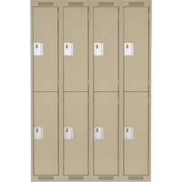 Clean Line Lockers, 2 -tier, Bank of 4, 48" x 18" x 72", Steel, Beige, Rivet (Assembled) Action Paper
