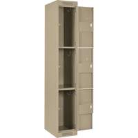 Clean Line Lockers, 3 -tier, Bank of 4, 48" x 18" x 72", Steel, Beige, Rivet (Assembled) Action Paper