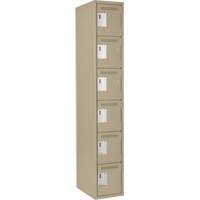 Clean Line Lockerette, 6 -tier, 12" x 18" x 72", Steel, Beige, Rivet (Assembled) Action Paper
