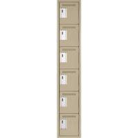 Clean Line Lockerette, 6 -tier, 12" x 18" x 72", Steel, Beige, Rivet (Assembled) Action Paper