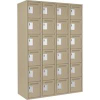 Clean Line Lockerette, 6 -tier, Bank of 4, 48" x 18" x 72", Steel, Beige, Rivet (Assembled) Action Paper