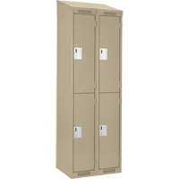 Clean Line Lockers, 2 -tier, Bank of 2, 24" x 18" x 78", Steel, Beige, Rivet (Assembled) Action Paper