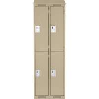 Clean Line Lockers, 2 -tier, Bank of 2, 24" x 18" x 78", Steel, Beige, Rivet (Assembled) Action Paper