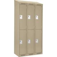Clean Line Lockers, 2 -tier, Bank of 3, 36" x 18" x 78", Steel, Beige, Rivet (Assembled) Action Paper