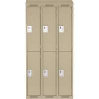 Clean Line Lockers, 2 -tier, Bank of 3, 36" x 18" x 78", Steel, Beige, Rivet (Assembled) Action Paper