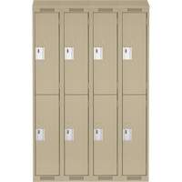 Clean Line Lockers, 2 -tier, Bank of 4, 48" x 18" x 78", Steel, Beige, Rivet (Assembled) Action Paper
