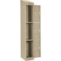 Clean Line Lockers, 3 -tier, Bank of 4, 48" x 18" x 78", Steel, Beige, Rivet (Assembled) Action Paper
