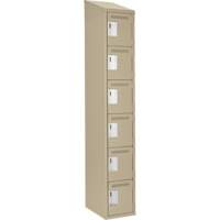 Clean Line Lockerette, 6 -tier, 12" x 18" x 78", Steel, Beige, Rivet (Assembled) Action Paper