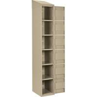 Clean Line Lockerette, 6 -tier, Bank of 4, 48" x 18" x 78", Steel, Beige, Rivet (Assembled) Action Paper