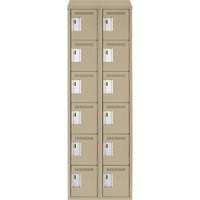 Clean Line Lockerette, 6 -tier, Bank of 2, 24" x 18" x 78", Steel, Beige, Rivet (Assembled) Action Paper