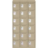 Clean Line Lockerette, 6 -tier, Bank of 3, 36" x 18" x 78", Steel, Beige, Rivet (Assembled) Action Paper