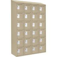Clean Line Lockerette, 6 -tier, Bank of 4, 48" x 18" x 78", Steel, Beige, Rivet (Assembled) Action Paper