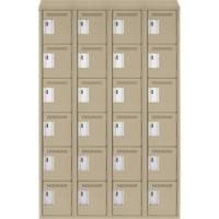 Clean Line Lockerette, 6 -tier, Bank of 4, 48" x 18" x 78", Steel, Beige, Rivet (Assembled) Action Paper