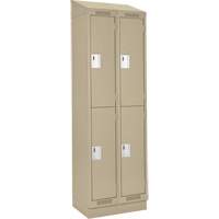 Clean Line Lockers, 2 -tier, Bank of 2, 24" x 18" x 82", Steel, Beige, Rivet (Assembled) Action Paper