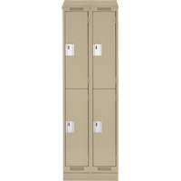 Clean Line Lockers, 2 -tier, Bank of 2, 24" x 18" x 82", Steel, Beige, Rivet (Assembled) Action Paper