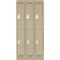 Clean Line Lockers, 2 -tier, Bank of 3, 36" x 18" x 82", Steel, Beige, Rivet (Assembled) Action Paper