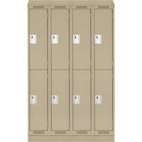 Clean Line Lockers, 2 -tier, Bank of 4, 48" x 18" x 82", Steel, Beige, Rivet (Assembled) Action Paper