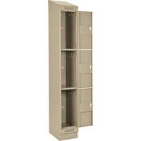Clean Line Lockers, 3 -tier, Bank of 4, 48" x 18" x 82", Steel, Beige, Rivet (Assembled) Action Paper