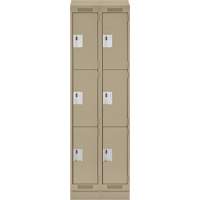 Clean Line Lockers, 3 -tier, Bank of 2, 24" x 18" x 82", Steel, Beige, Rivet (Assembled) Action Paper