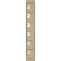Clean Line Lockerette , 6 -tier, 12" x 18" x 82", Steel, Beige, Rivet (Assembled) Action Paper