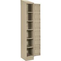 Clean Line Lockerette , 6 -tier, Bank of 4, 48" x 18" x 82", Steel, Beige, Rivet (Assembled) Action Paper