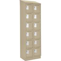 Clean Line Lockerette , 6 -tier, Bank of 2, 24" x 18" x 82", Steel, Beige, Rivet (Assembled) Action Paper