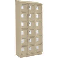 Clean Line Lockerette , 6 -tier, Bank of 3, 36" x 18" x 82", Steel, Beige, Rivet (Assembled) Action Paper