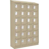 Clean Line Lockerette , 6 -tier, Bank of 4, 48" x 18" x 82", Steel, Beige, Rivet (Assembled) Action Paper