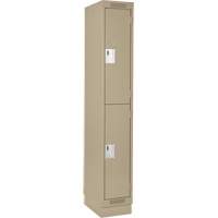 Clean Line Lockers, 2 -tier, 12" x 18" x 76", Steel, Beige, Rivet (Assembled) Action Paper