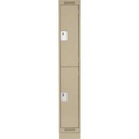 Clean Line Lockers, 2 -tier, 12" x 18" x 76", Steel, Beige, Rivet (Assembled) Action Paper