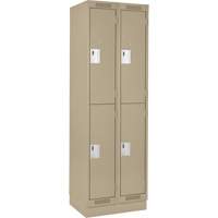 Clean Line Lockers, 2 -tier, Bank of 2, 24" x 18" x 76", Steel, Beige, Rivet (Assembled) Action Paper