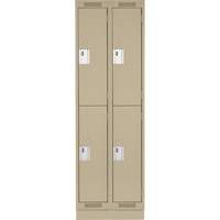 Clean Line Lockers, 2 -tier, Bank of 2, 24" x 18" x 76", Steel, Beige, Rivet (Assembled) Action Paper