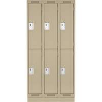 Clean Line Lockers, 2 -tier, Bank of 3, 36" x 18" x 76", Steel, Beige, Rivet (Assembled) Action Paper