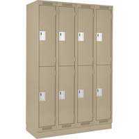 Clean Line Lockers, 2 -tier, Bank of 4, 48" x 18" x 76", Steel, Beige, Rivet (Assembled) Action Paper