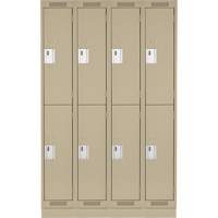 Clean Line Lockers, 2 -tier, Bank of 4, 48" x 18" x 76", Steel, Beige, Rivet (Assembled) Action Paper