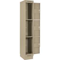 Clean Line Lockers, 3 -tier, Bank of 4, 48" x 18" x 76", Steel, Beige, Rivet (Assembled) Action Paper