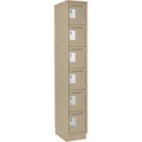 Clean Line Lockerette, 6 -tier, 12" x 18" x 76", Steel, Beige, Rivet (Assembled) Action Paper