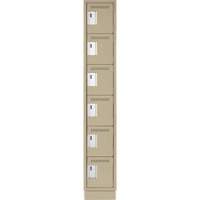 Clean Line Lockerette, 6 -tier, 12" x 18" x 76", Steel, Beige, Rivet (Assembled) Action Paper